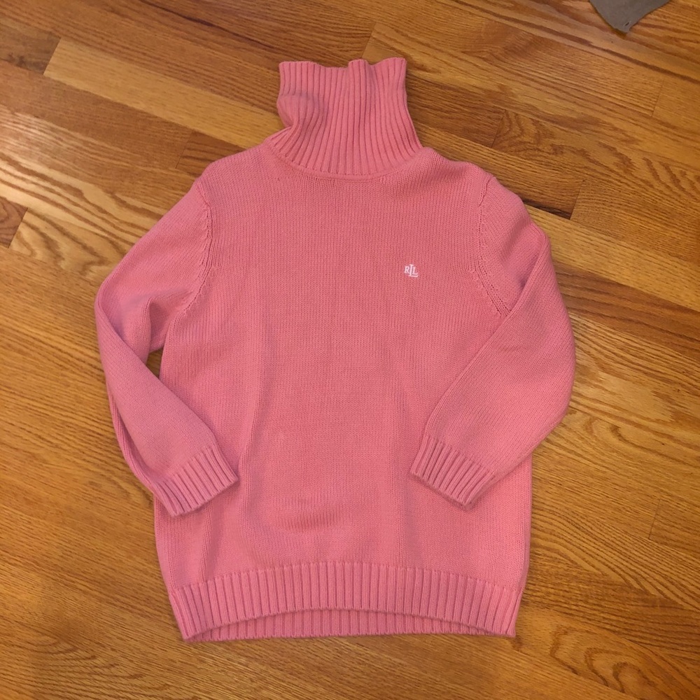 Ralph Lauren Pink 3/4 Sleeve Knit Turtleneck